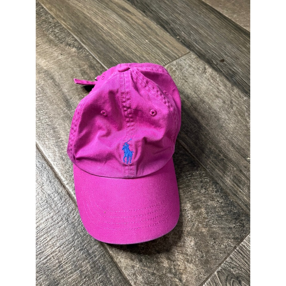 Polo Ralph Lauren Magenta Pink Blue Pony Logo Adjustable Baseball Cap Hat